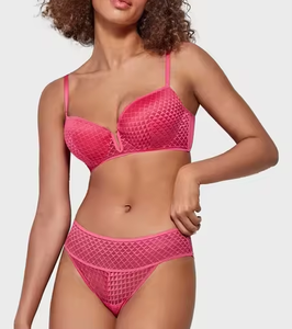 Lingerie Sexy donna <span class=keywords><strong>reggiseno</strong></span> imbottito in pizzo e brevi set taglia 2 pezzi intimo completo tazza 75-85 coppetta D - Product Image 3