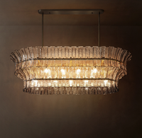 Lustre LED moderne de luxe nordique en gros pour plafonds hauts, salon, hôtel, restaurant, luminaire suspendu en verre en forme d'anneau