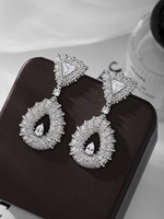 TIASNHE Ensemble de bijoux de luxe haut de gamme en zircon, boucles d'oreilles pendantes vintage euro-américaines et bagues pour femmes
