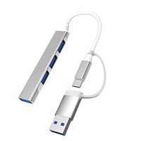 Hub d'extension USB 3.0 Type-C deux-en-un avec 4 ports, station d'accueil multifonction, séparateur d'ordinateur