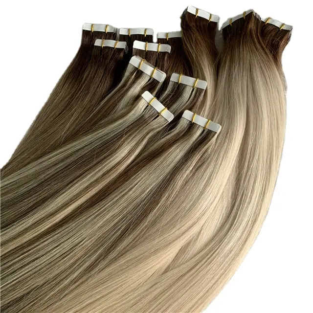 Extensões de fita, melhor qualidade natural não processado cabelo cru russo remy