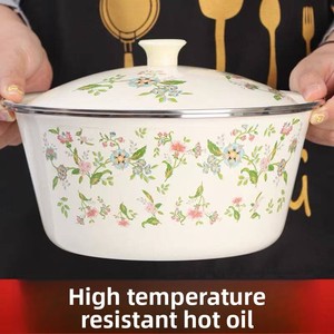 Fabrieksgroothandel geëmailleerde kom met deksel, voedselveilige soepkan, ijzeren kom, saladekom, soepkom, 16-26CM - Product Image 3