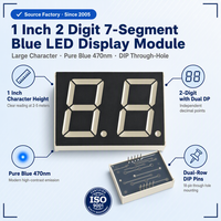 Pantalla LED de 7 Segmentos de 1 Pulgada y 2 Dígitos, Color Azul, Ánodo Común, Tubo Digital Grande de Doble Dígito para Reloj, Contador, Medidor
