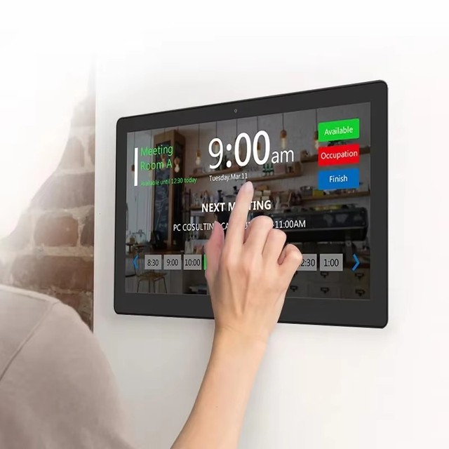 Wholesale OEM 13.3 Inch Android 11 Wall Mount Meeting Panel with LED Light Bar POE Corporate Business