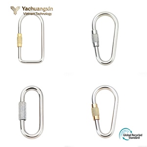 Stainless Steel Carabiner <b>Set</b> 4-Pack Oval Shape Screw Gate Locking Clip for Climbing Outdoor Use All Seasons - Product Image 4