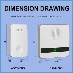 Timbre inalámbrico autogenerador para el hogar, sin enchufe, electrónico, ultra remoto, control remoto, localizador para ancianos