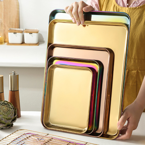 Đầy Màu Sắc Thép Không Gỉ BBQ Biểu Tượng Tùy Chỉnh Phục Vụ Cà Phê Cán Khay Bánh Mì Bánh Rang Tấm Chảo Nướng Khay - Product Image 1