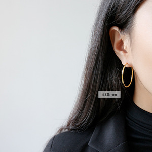 Fashion Simple Trendy 10mm 12mm 18mm S925 Sterling Silver <strong>Gold</strong> Plated <strong>Sleeper</strong> Hoop <strong>Earrings</strong> for Wedding &amp; Party - Product Image 4