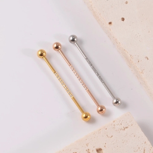 YICAI 14G acier inoxydable échafaudage industriel barre droite Cartilage boucle d'oreille pour les femmes pavé CZ industriel Barbell Piercing - Product Image 4