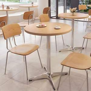 Juego de mesa y sillas cuadradas de estilo madera con estructura metálica para restaurante - Product Image 4