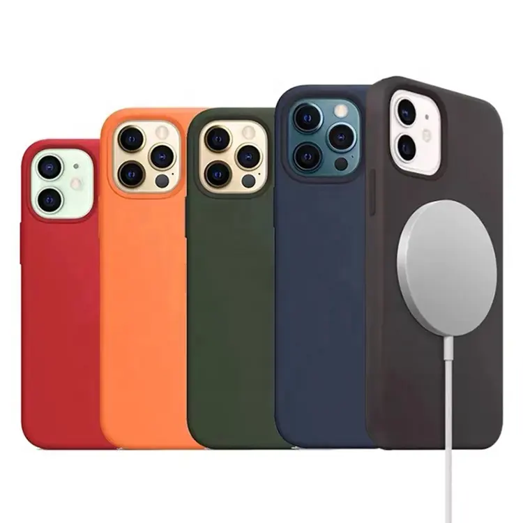 Manyetik sıvı silikon cep telefonu kapağı iPhone 12 13 14 Pro Max mıknatıs durumda