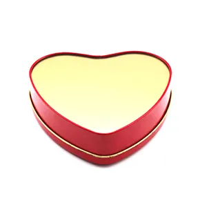 Simple Design Red Heart Shaped Tin Can Candy Chocolate Cookie Container Heart Tin Box