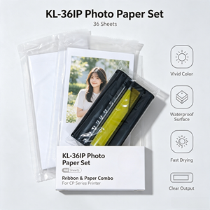 Juego de Papel para Sublimación de Tinta KL36IP, 36 Hojas de 89*119 mm, Resistente al Agua y a la Decoloración, para <span class=keywords><strong>Impresora</strong></span> Fotográfica <span class=keywords><strong>Canon</strong></span> <span class=keywords><strong>SELPHY</strong></span> CP1200 - Product Image 1