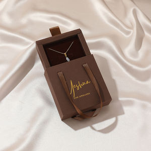 Luxury Custom Logo Sliding Drawer Jewelry Box Necklace Ring Fine Packaging Cardboard Tote Bag Jewelry Gift Boxes 9*9*3cm - Product Image 2