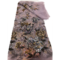 NI.AI Tissu de dentelle de perles africaines de luxe Broderie Tissu de dentelle perlée Tissu de dentelle de désherbage de mariée avec séquence