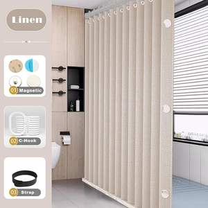 <span class=keywords><strong>Rideau</strong></span> <span class=keywords><strong>de</strong></span> <span class=keywords><strong>douche</strong></span> pliable magnétique bidirectionnel en imitation lin imperméable CF Custom pour salle <span class=keywords><strong>de</strong></span> bain - Product Image 6