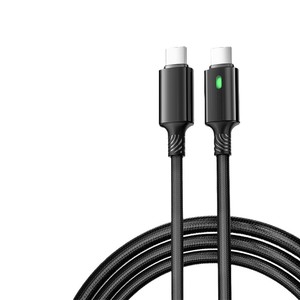Dual Type C Data <b>Cable</b> 100W Braided With Led For Apple Huawei Xiaomi Mobile Phone Charging <b>Cable</b> Black - Product Image 1