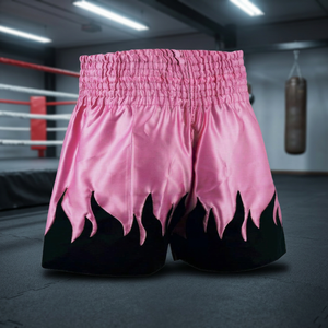 Pantalones Cortos de Boxeo Pink Flame Trim para Mujer, Corte Regular, 100% Poliéster Elástico, Ropa de Artes Marciales, Talla Adulto - Product Image 4