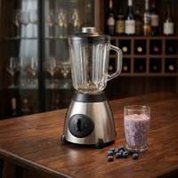Mixeur de table électrique de luxe à vitesse variable, faible bruit, avec récipient en verre, 6 lames, 2 vitesses, 1,25 L, pour smoothies automatiques