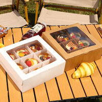 Récipients Alimentaires à 9 Compartiments Boîte à Gâteaux Personnalisée Boîte en Papier Kraft Boîtes à Cupcakes avec Fenêtre pour Gâteaux Biscuits