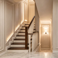 Rampe d'escalier en bois massif haut de gamme, design simple et moderne, marque QijiaYiShu, garantie 1 an pour usage domestique