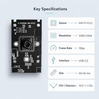 8MP 3280x2464 USB2.0 Kamera Modülü IMX179 UVC 10fps MJPEG/YUV Tak ve Çalıştır 1/3.2" Sensör Ofis Belge Yakalama için 75.5 FoV