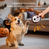 Jouet en peluche interactif éducatif pour chien, résistant aux morsures, en fausse fourrure de lapin, avec fonction sonore, Halloween, chauve-souris/citrouille/squelette
