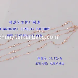 Jingzhanyi आभूषण फैक्टरी डिजाइन और विनिर्माण 925 स्टर्लिंग चांदी का हार ओ अंगूठी पार श्रृंखला हार गुलाब गोल्ड