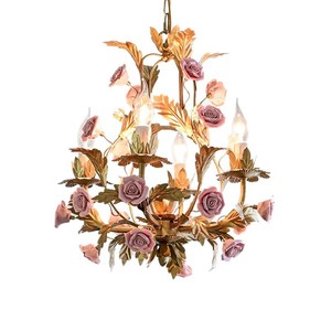 Lampadario in Ferro Stile Retrò Francese Pastorale, Lampada a Candela per Negozio di Abbigliamento, Ristorante, Romantico per Soggiorno, Camera da Letto, Camera dei Bambini - Product Image 5