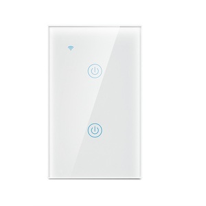 Para Tuya Smart <span class=keywords><strong>Touch</strong></span> Panel Smart <span class=keywords><strong>Switch</strong></span> WIFI + BLE 2 Gang US Brasil estándar Durable Single Neutral Wire Control remoto 10A - Product Image 1