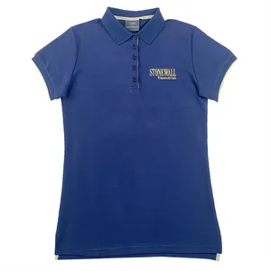 Promotional Plus Size Women's Short-sleeved Ladies Polo Shirts Women's Office Uniform Blue Polo Shirts