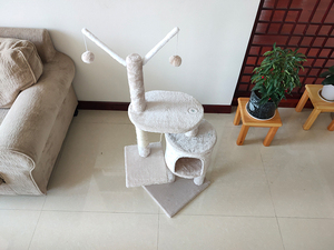 Lujo Multi-gato árbol blanco de gato rayado Post Condo, <span class=keywords><strong>casa</strong></span> de juego - Product Image 5