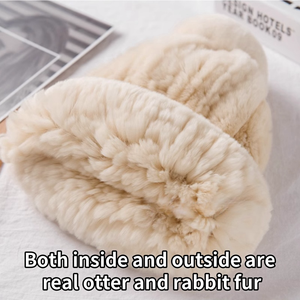 Set <span class=keywords><strong>Cappello</strong></span> e Sciarpa da Donna di Alta Qualità, in Vera Pelliccia di <span class=keywords><strong>Coniglio</strong></span> Rex Altamente Elastica, Lavorato a Maglia - Product Image 2