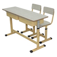 Ensemble de mobilier scolaire moderne à prix bas, table et chaise d'étude pour lycéens avec banc de classe en métal