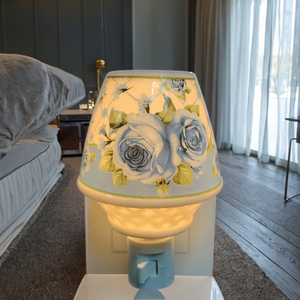 Lampe de nuit <span class=keywords><strong>à</strong></span> <span class=keywords><strong>brancher</strong></span> Guangli GL-TC3, motif roses, taille moyenne, en porcelaine, source de lumière blanc chaud, pour la décoration de la maison - Product Image 1