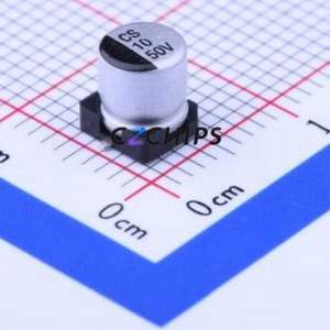 Condensador Electrolítico de Aluminio SMD CS1H100M-CRD54, D5xL5.4mm 10uF 20% 50V 5mm - Product Image 1