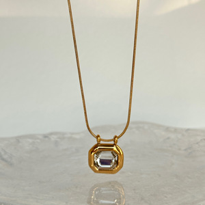 Collana con Pendente in Zircone Personalizzata, Gioielli in Acciaio Inossidabile Placcato Oro per Donne, Colliers Bijoux Collares Joyas Colar Joias - Product Image 4