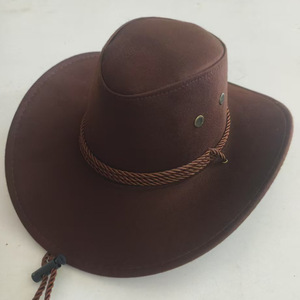 Custom Logo American <strong>Western</strong> Cowgirl Party Club Bar Headwear Outdoor Women Man Sunshade Suede Top Wide Brim Cowboy <strong>Hat</strong> - Product Image 1