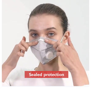 Masker respirator kn95 lipat abu-abu, dengan masker mulut katup pernapasan mode luar ruangan masker filter udara anti debu - Product Image 4