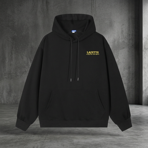 Sudadera con Capucha Extra Grande Unisex LAFETTO, Color Negro Sólido, 100% Poliéster, Informal, con Bolsillo Delantero, Antipilling, para Invierno - Product Image 4