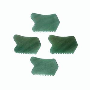 Outils de massage facial en jade aventurine verte à logo personnalisé, très demandés, pour la thérapie Gua Sha et le raffermissement du visage - Product Image 4
