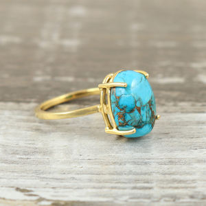 Fantástico Vintage chapado en oro plata esterlina 925 cobre turquesa piedra preciosa diseñador joyería fina moda fiestas Unisex - Product Image 3