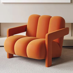 Sillón <span class=keywords><strong>de</strong></span> Terciopelo <span class=keywords><strong>de</strong></span> Estilo Nórdico Moderno con Estructura <span class=keywords><strong>de</strong></span> Madera para Sala <span class=keywords><strong>de</strong></span> Estar, Salón o Vestíbulo <span class=keywords><strong>de</strong></span> Hotel - Product Image 2