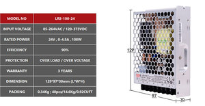 Meanwell LRS-100-24 SMPS 100 W 4.5A 220VAC 24 V DC Güç Kaynağı - Product Image 6