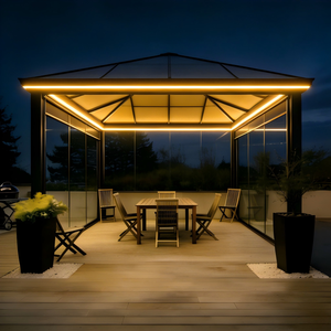 Serre en verre moderne pour résidence, abri en verre, gazebo, véranda, petit système de pergola inclinée en aluminium avec verre trempé - Product Image 5