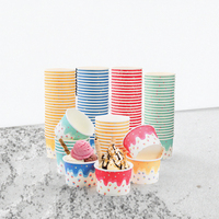Gobelet en papier pour crème glacée avec couvercle, vente en gros, jetable, simple paroi, en papier kraft, écologique, avec logo personnalisé pour boissons