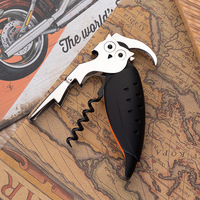 Tire-bouchon de sommelier double articulé en acier inoxydable, motif hibou blanc et noir, avec coupe-capsule