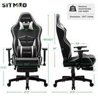 Chaise de jeu moderne FlameGlow, chaise ergonomique de course, inclinable à 170 degrés, réglable en hauteur, fonction bascule, cuir PU 3D