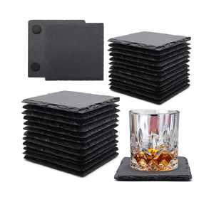 Sous-verres carrés classiques en ardoise noire naturelle écologique de 10 cm (4 pouces) en gros, en stock - Product Image 1