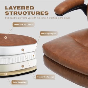 <span class=keywords><strong>Chaise</strong></span> de <span class=keywords><strong>bureau</strong></span> ergonomique en cuir <span class=keywords><strong>vintage</strong></span> marron, dossier haut, réglable, avec coussin à ressorts, accoudoirs rabattables, <span class=keywords><strong>chaise</strong></span> à bascule - Product Image 3